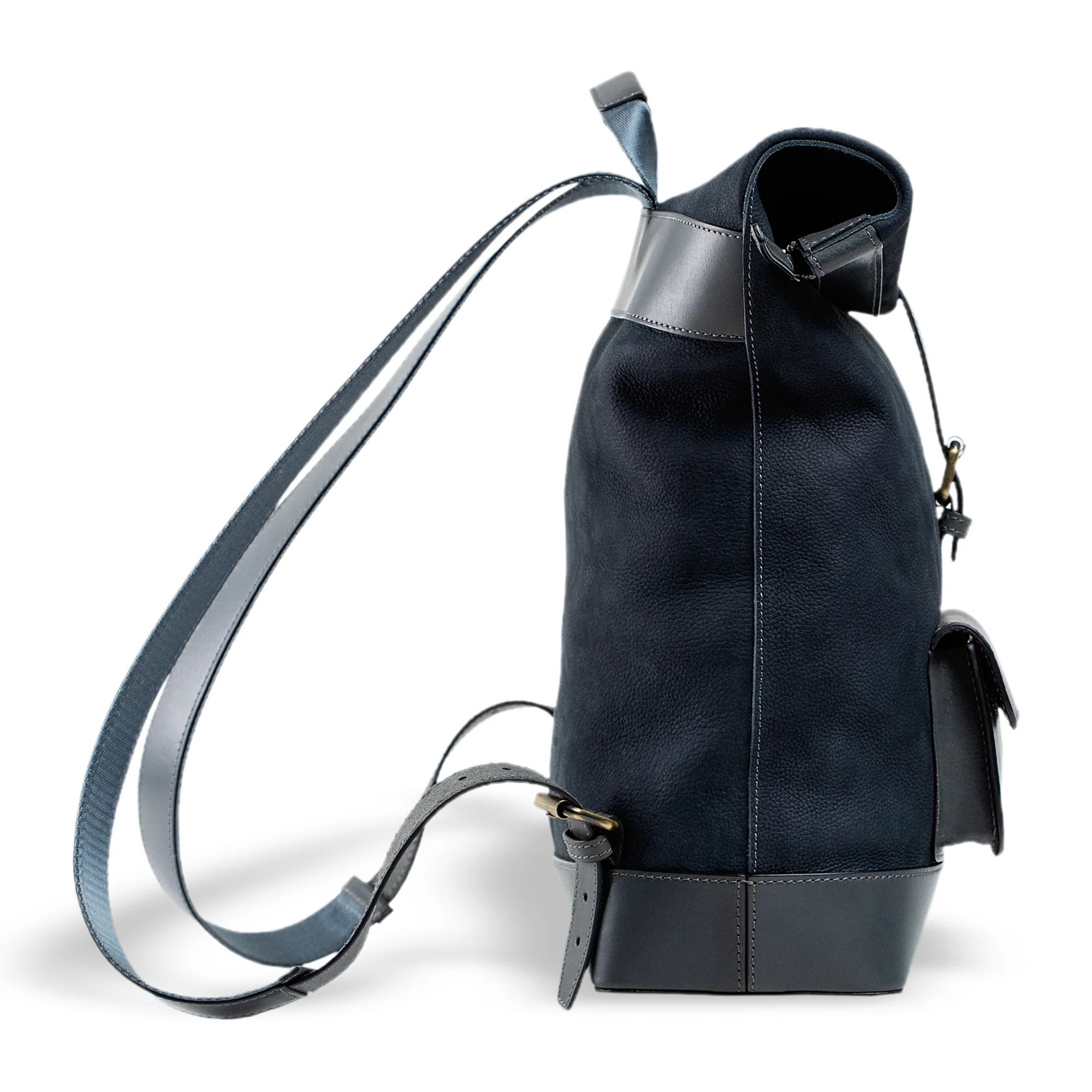 Rocky | Suede Rolltop Backpack | Blue - Image 6