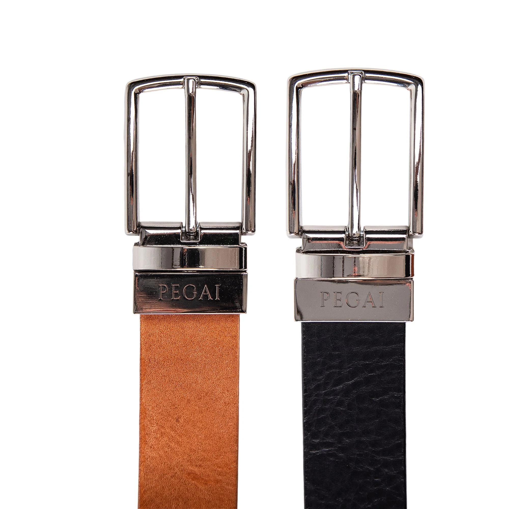 Ryan | Two-in-One Reversible Leather Belt | Black & Light Brown - Image 4