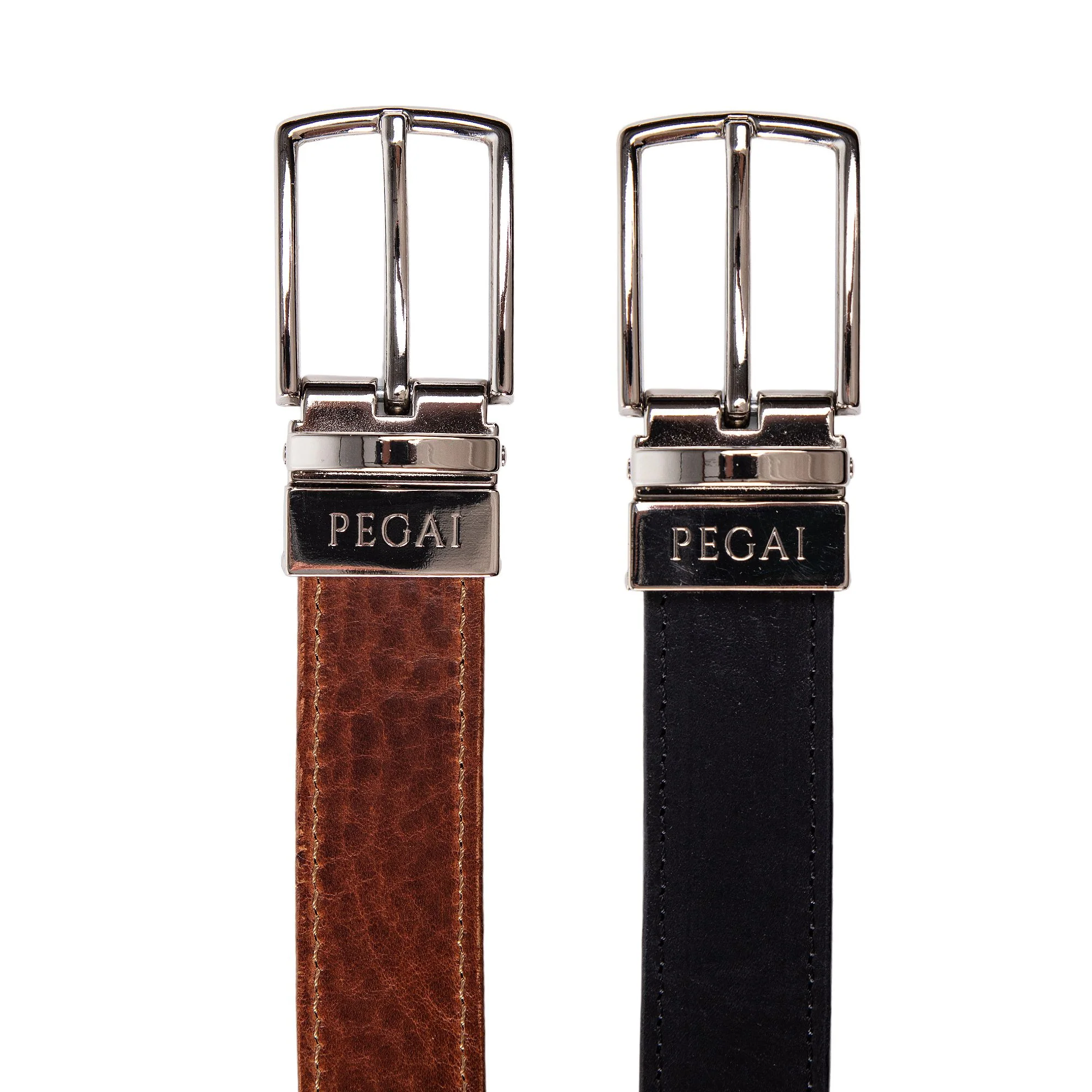 Ryan | Two-in-One Reversible Leather Belt | Stitched | Black & Dark Brown - Image 4