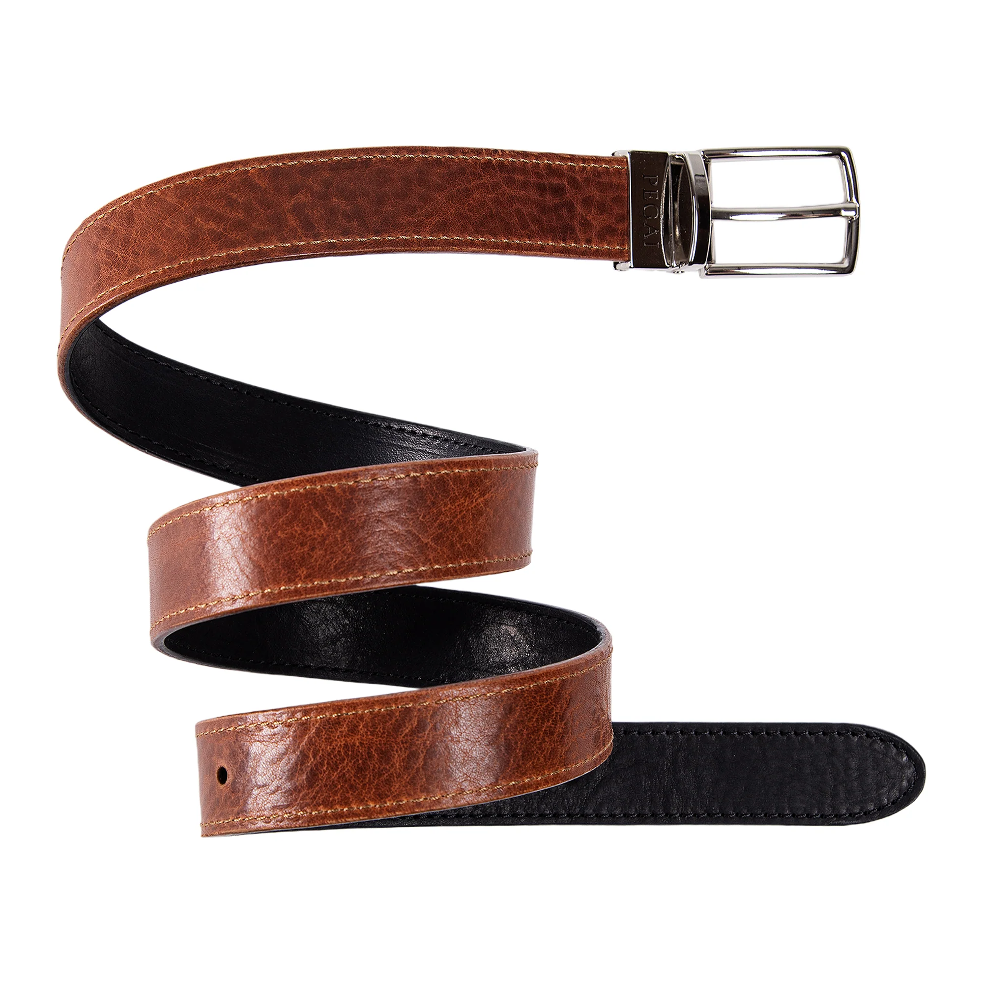 Ryan | Two-in-One Reversible Leather Belt | Stitched | Black & Dark Brown - Image 8