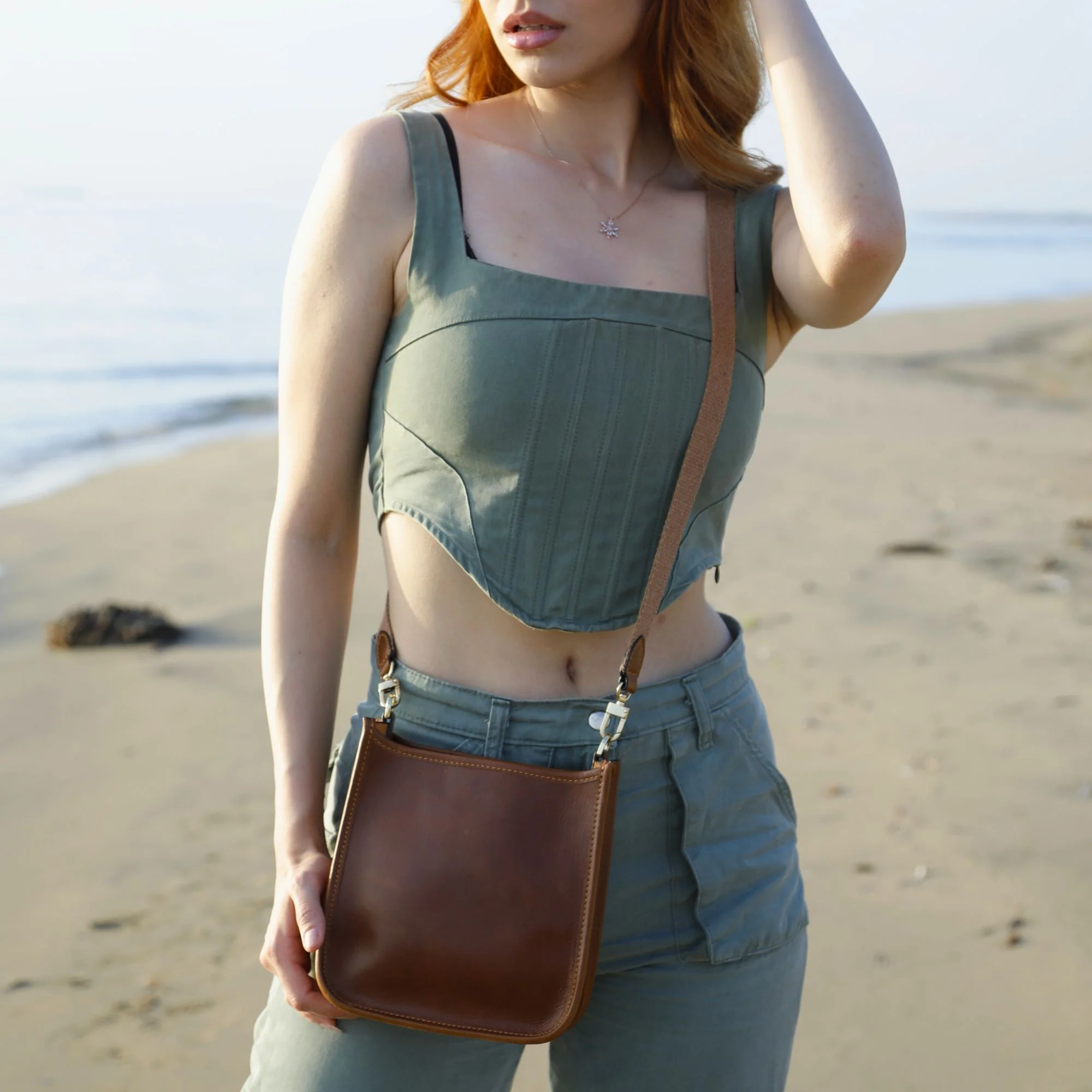 Spring | Hobo Crossbody Bag | Cinnamon w/ Gold Hardware - Image 4