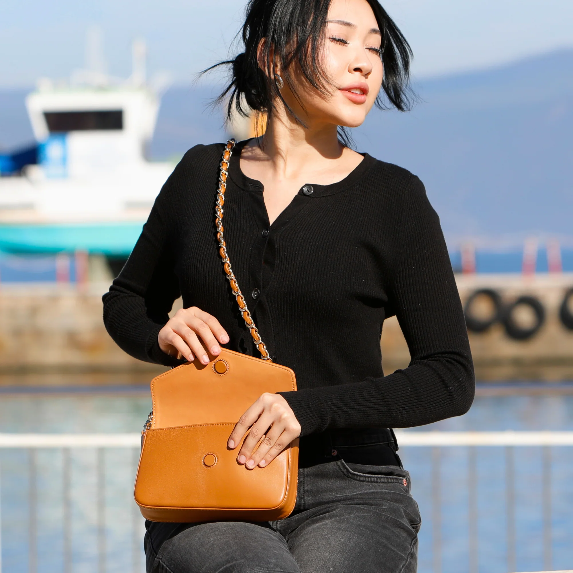 Viola | Clutch Crossbody Bag w/ Slim Wallet | Mustard - Image 4