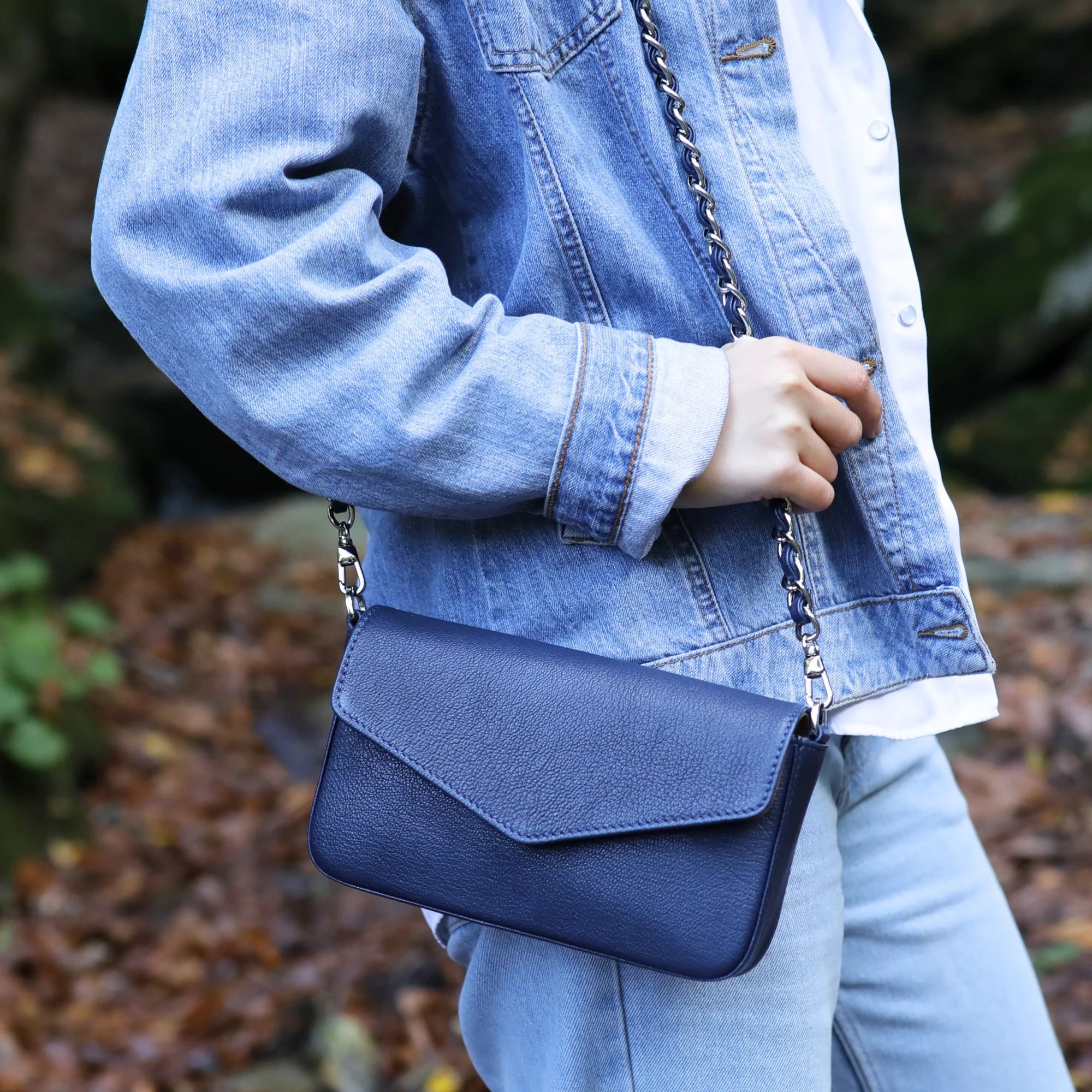 Viola | Clutch Crossbody Bag w/ Slim Wallet | Navy Blue - Image 2
