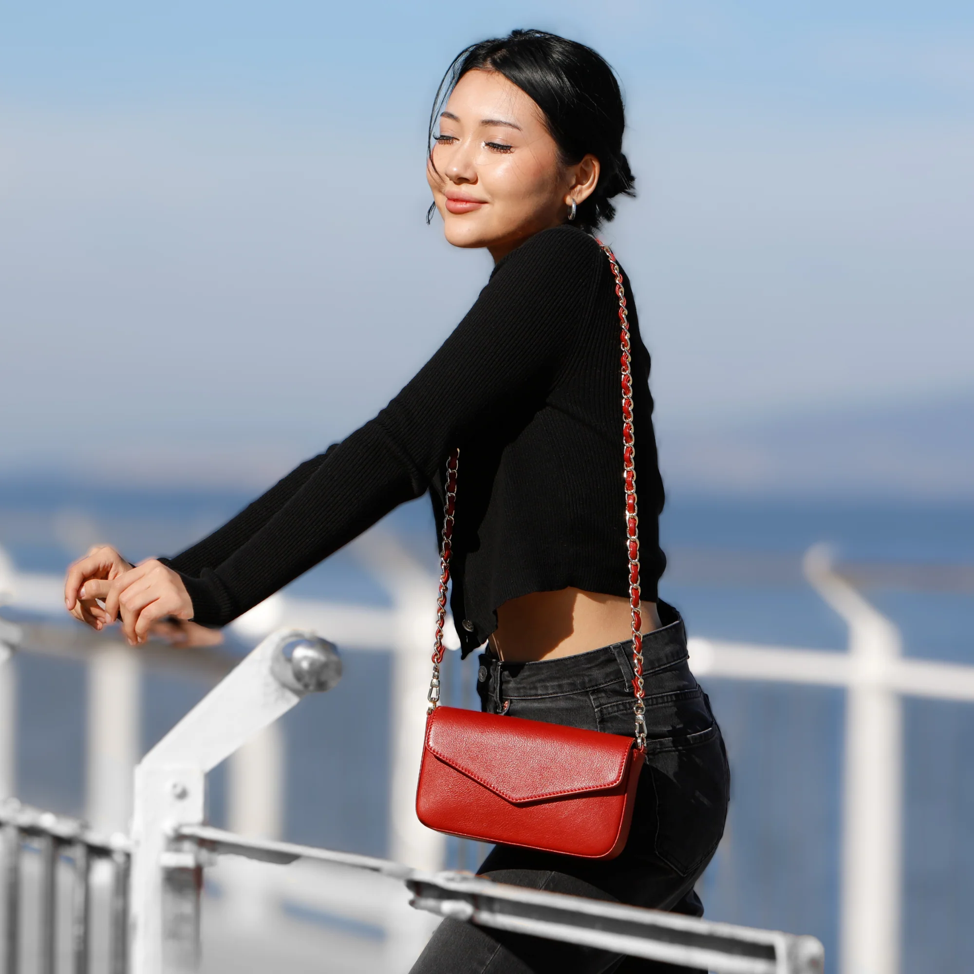 Viola | Clutch Crossbody Bag w/ Slim Wallet | Red - Image 2